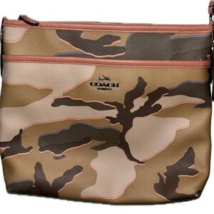 Coach Pink Camouflage Leather Crossbody w/ Adjustable Strap